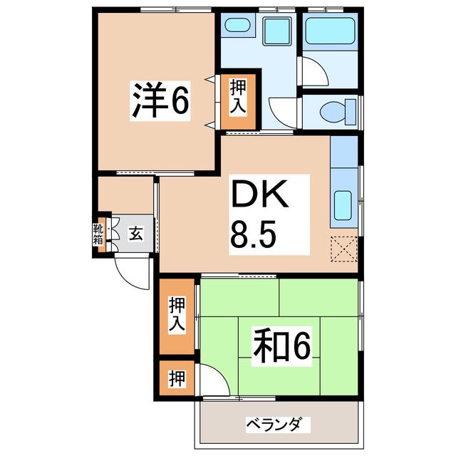 サンルーム幾久富(2DK/2階)の間取り写真