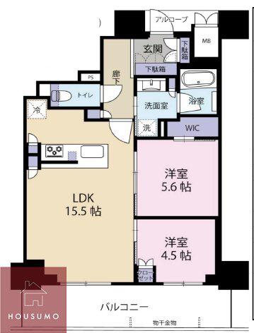 ジオタワー大阪十三(2LDK/21階)の間取り写真