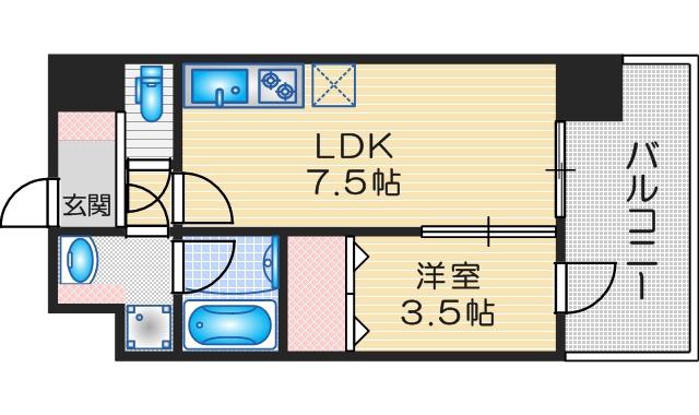 プロスパー江坂479(ワンルーム/6階)の間取り写真