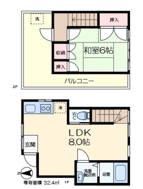 西水元5丁目メゾン(1DK/2階)の間取り写真