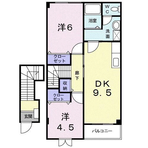コート・エアリーI(2DK/2階)の間取り写真