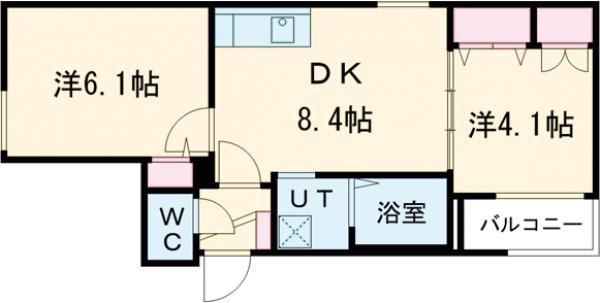 EST PARCA(2DK/1階)の間取り写真
