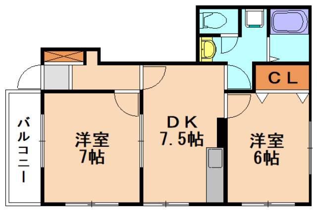 エコパラダイス宗像(2DK/1階)の間取り写真