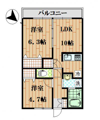 ディア・ロードTN(2LDK/1階)の間取り写真