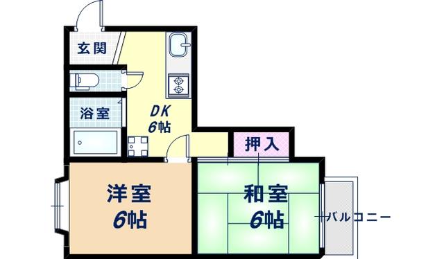 パークアベニュー上本町(2DK/4階)の間取り写真