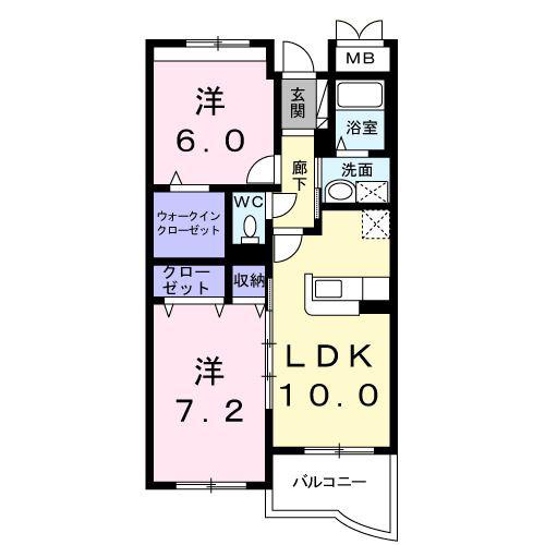 ハミングスクエアA(2LDK/4階)の間取り写真