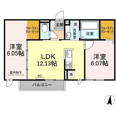 プリマベーラ小城駅通(2LDK/2階)の間取り写真