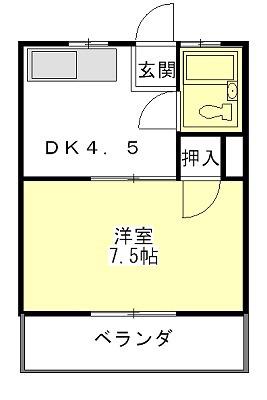 サンシティ上浜(1DK/3階)の間取り写真