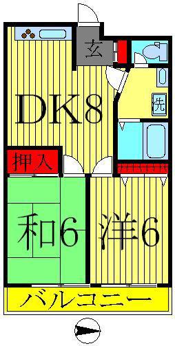 大室ビル(2DK/6階)の間取り写真
