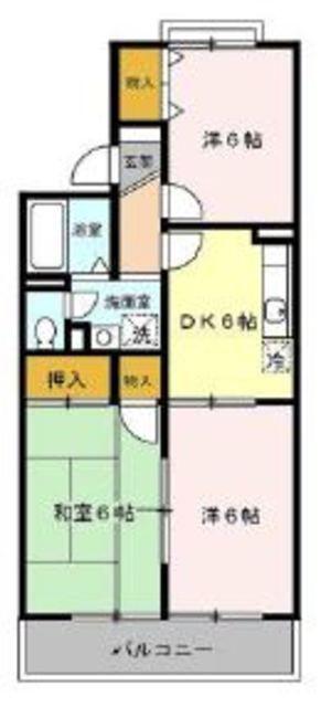 セジュールII(2LDK/1階)の間取り写真