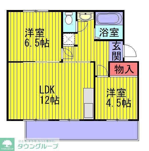 旭町団地14号棟(2LDK/5階)の間取り写真