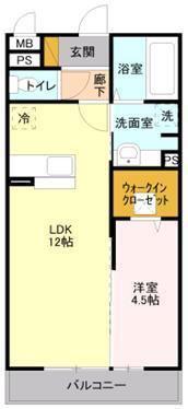 ヘリオス吉川美南 ガイア(1LDK/2階)の間取り写真