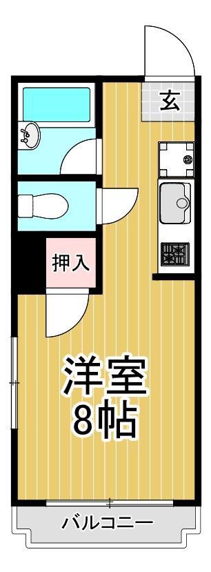パークハイツ古田浜(ワンルーム/2階)の間取り写真