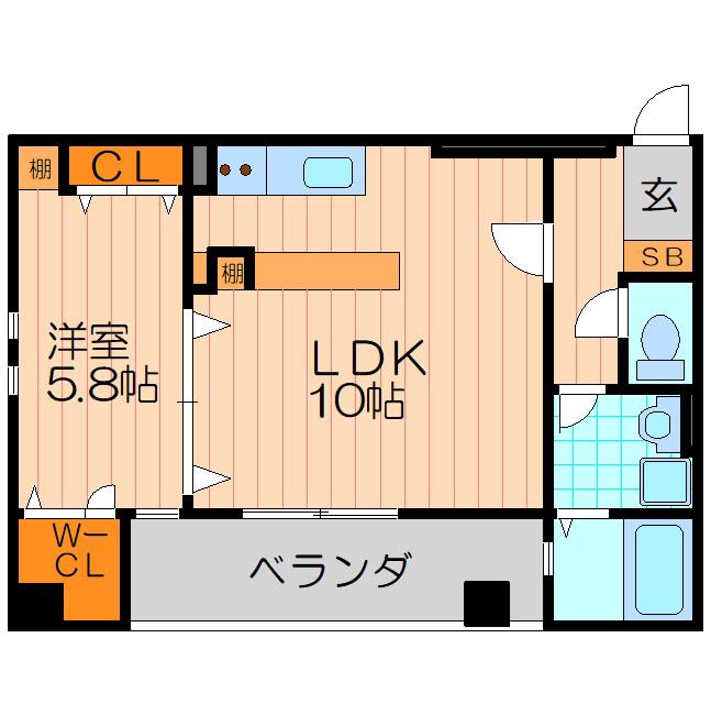 京阪本線 古川橋駅 徒歩4分 3階建 築21年(1LDK/2階)の間取り写真