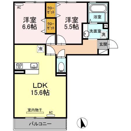 ハーベスト コート(2LDK/3階)の間取り写真
