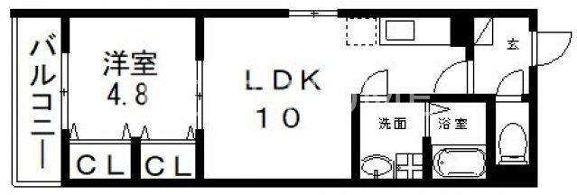 BADGE TOMOI EST VI(1LDK/2階)の間取り写真