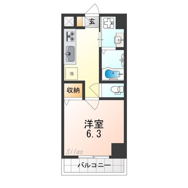 千葉・住吉(1K/5階)の間取り写真