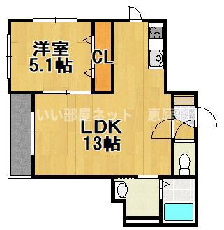 HIGH STOREYA(1LDK/3階)の間取り写真