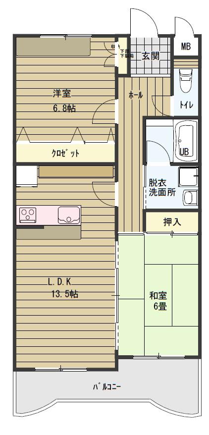 ハイムS・S(2LDK/2階)の間取り写真