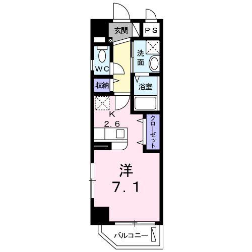 セレーノ銘苅(ワンルーム/1階)の間取り写真