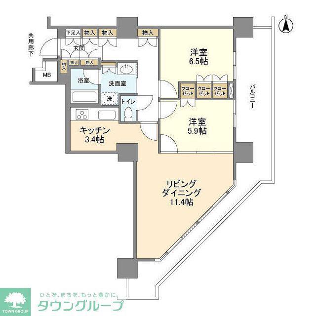 豊洲シエルタワー(2LDK/11階)の間取り写真