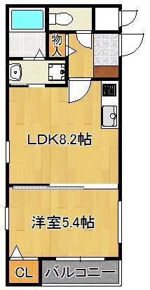 REGARO PLACE戸畑(1LDK/2階)の間取り写真
