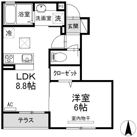 MINETTEI(1LDK/1階)の間取り写真