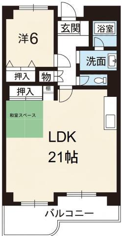 ガーデンハウス5(1LDK/6階)の間取り写真