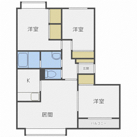プレアデス篠路(3LDK/1階)の間取り写真