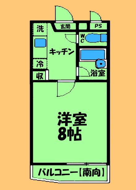 ベルガーデン(1K/2階)の間取り写真