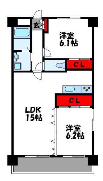 ヴェルモントルラーシュ(2LDK/3階)の間取り写真