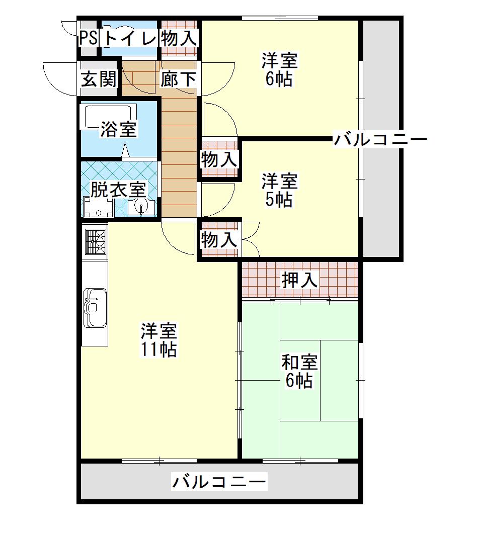 アーバンハイツエンデバー(3LDK/3階)の間取り写真