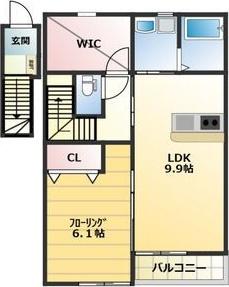 アルバトロス吉岡(1LDK/2階)の間取り写真