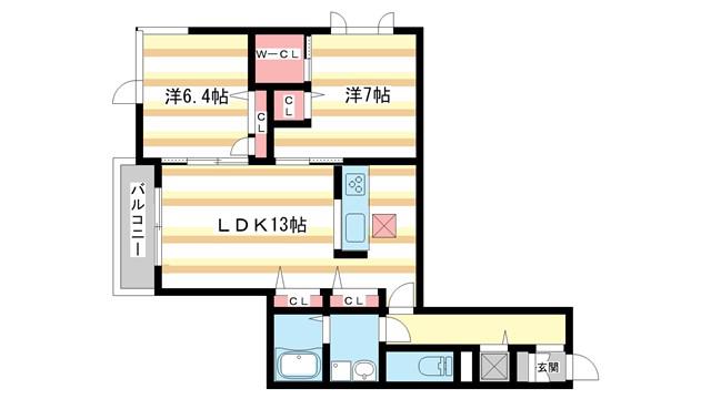 サニーサイド南紀寺(2LDK/1階)の間取り写真