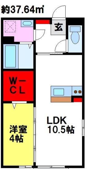 セイシェル・大山(1LDK/2階)の間取り写真