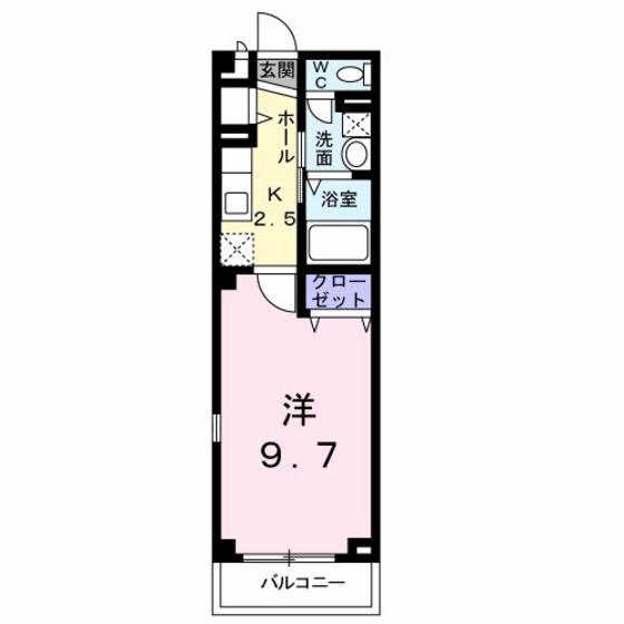 ジェントリー山本(1K/3階)の間取り写真