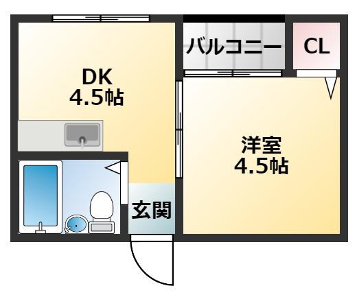 ラッシュプレミア松原(1DK/1階)の間取り写真