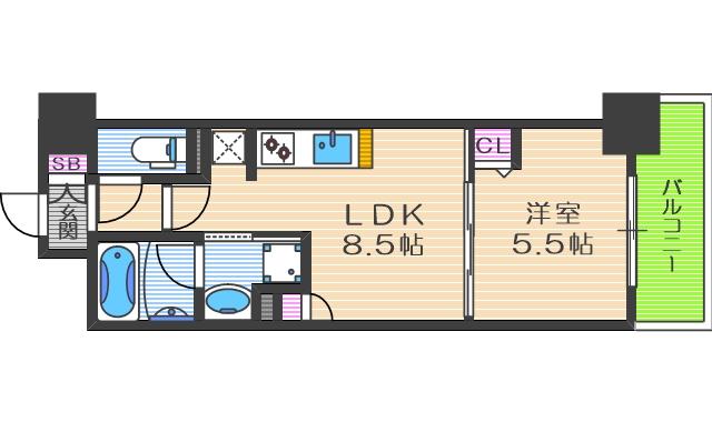 PONTE CIELO(1LDK/11階)の間取り写真