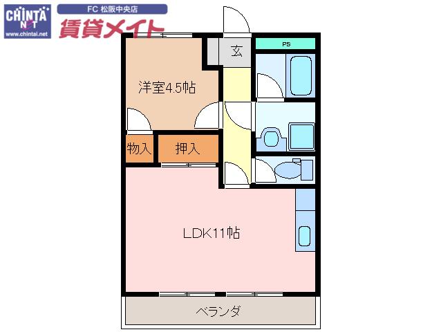 Y・M PALACE(1LDK/2階)の間取り写真