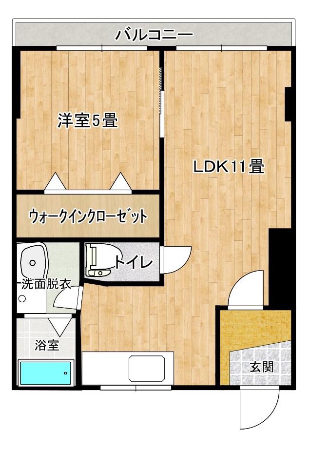 パルセ城山(1LDK/2階)の間取り写真