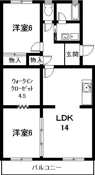 レジデンス神戸(2LDK/2階)の間取り写真