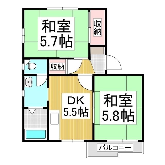 タウニー丸山B(2K/2階)の間取り写真