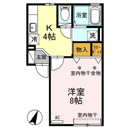 プリムローズ前田(1K/2階)の間取り写真