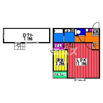 パサージュ竹下(1LDK/2階)の間取り写真