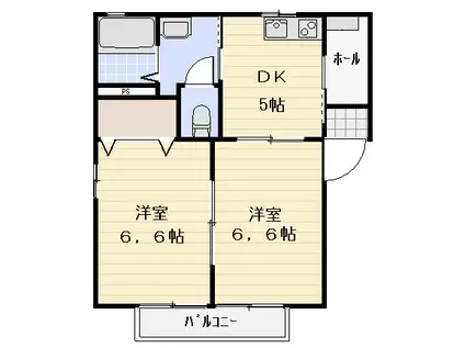 ステップハイツ鶴牧(2DK/2階)の間取り写真
