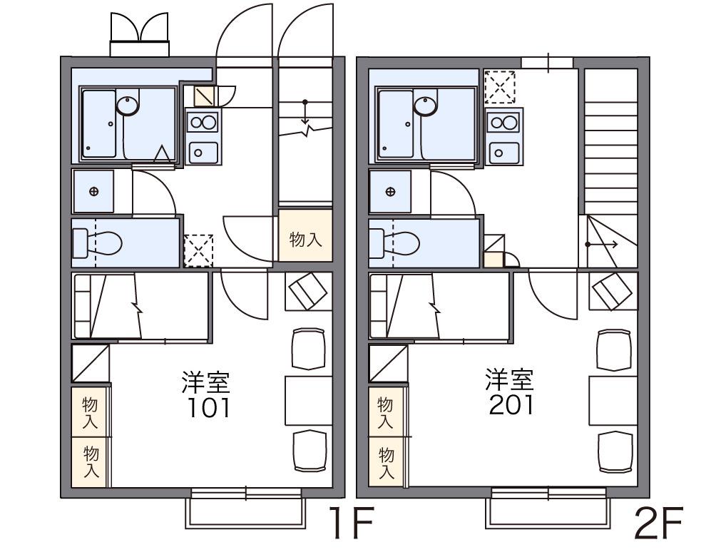 西鉄貝塚線 名島駅 徒歩23分 2階建 築23年(1K/2階)の間取り写真