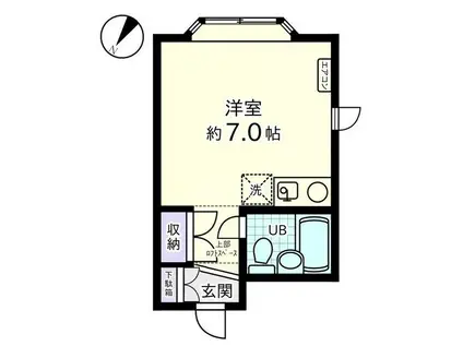 信開セルーラ魚津駅北(ワンルーム/2階)の間取り写真