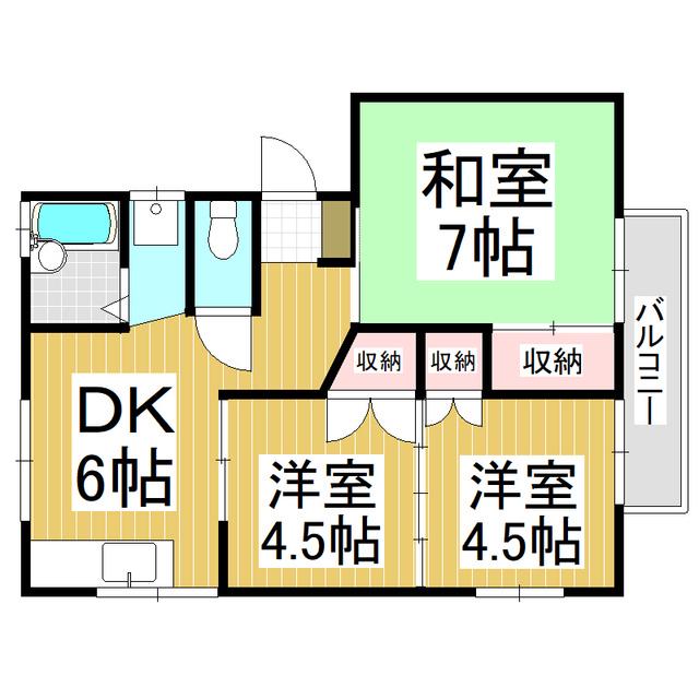 ハイツ唐沢3(3DK/1階)の間取り写真
