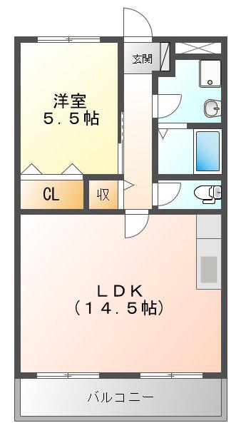 ラヴィータ白子(1LDK/2階)の間取り写真
