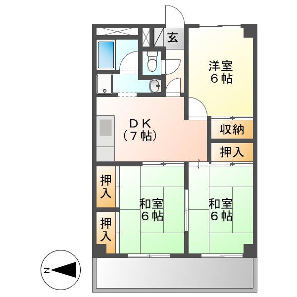 新倉敷駅前再開発(3DK/4階)の間取り写真